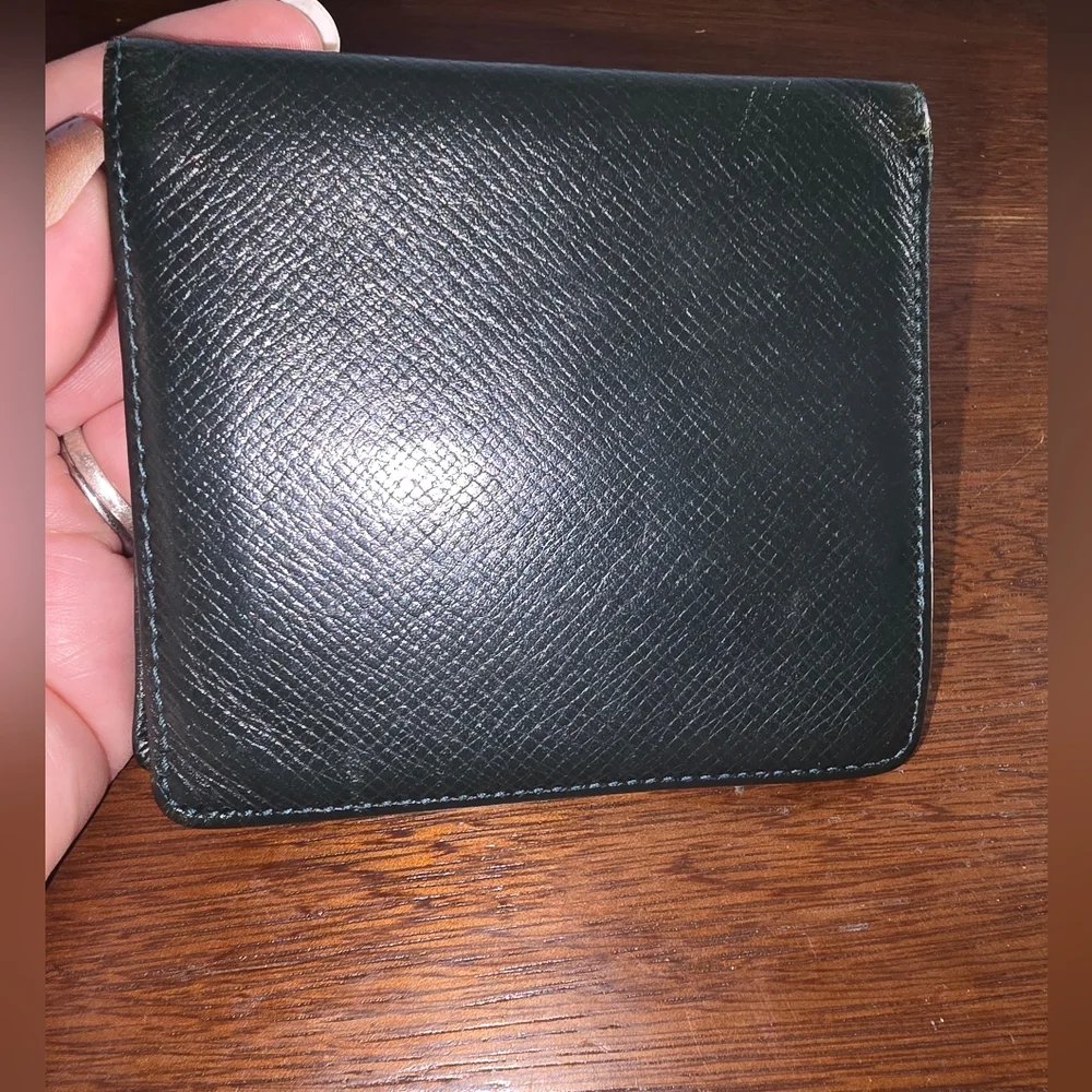 Louis Vuitton Dark Green Taiga Leather Wallet With COA